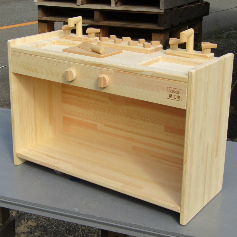 099H924 手作り木製 ままごとキッチン KBM-W 素材色バージョン