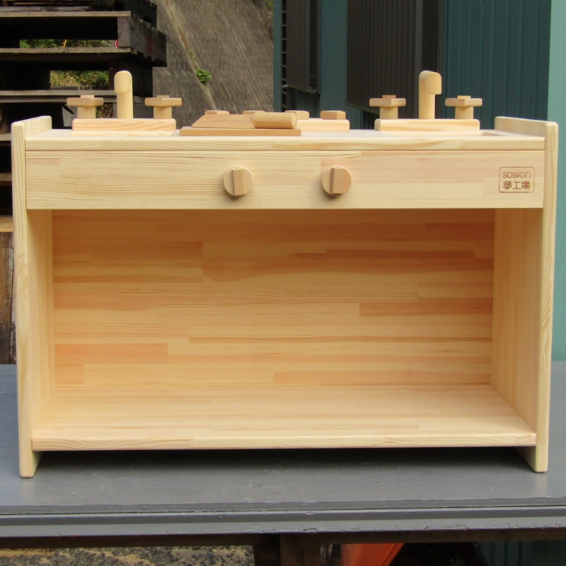 099H2212 手作り木製 ままごとキッチン KBM-W 素材色バージョン