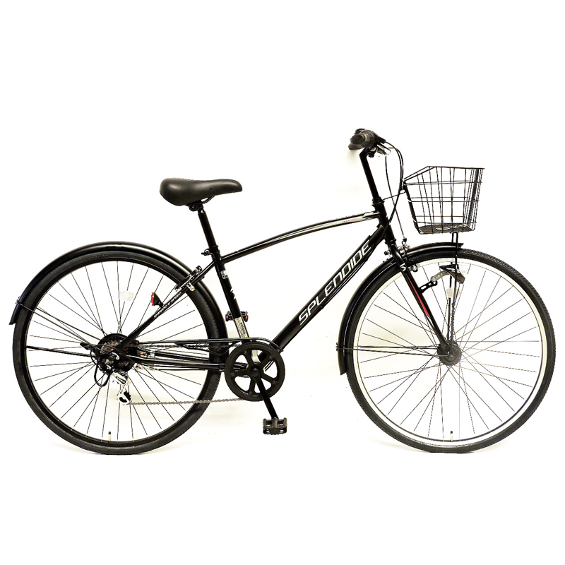 099X286 SPLENDIDE 27型 カゴ付きクロスバイク 自転車【ブラック】