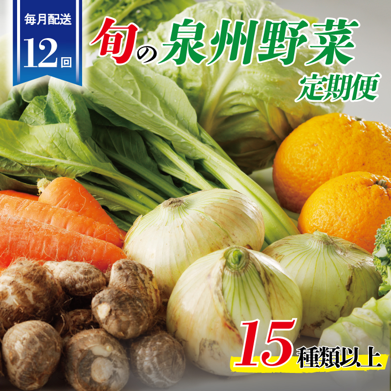 099Z189 泉州野菜 定期便 全12回 15種類以上 詰め合わせ 国産 新鮮 冷蔵【毎月配送コース】