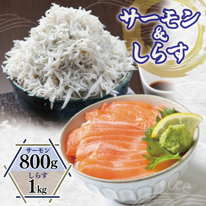 G923 アトランティックサーモン 800g & 釜揚げしらす 1kg 豪華海鮮セット