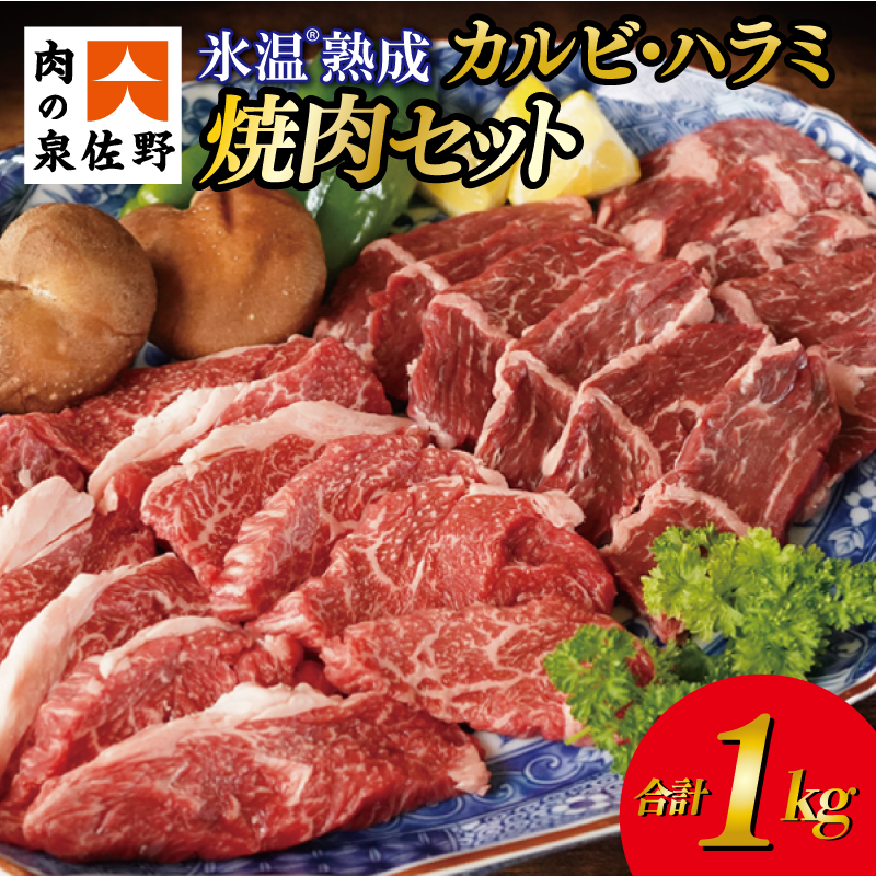 099H1466 カルビ ハラミ 焼肉セット 合計1kg 氷温(R)熟成肉