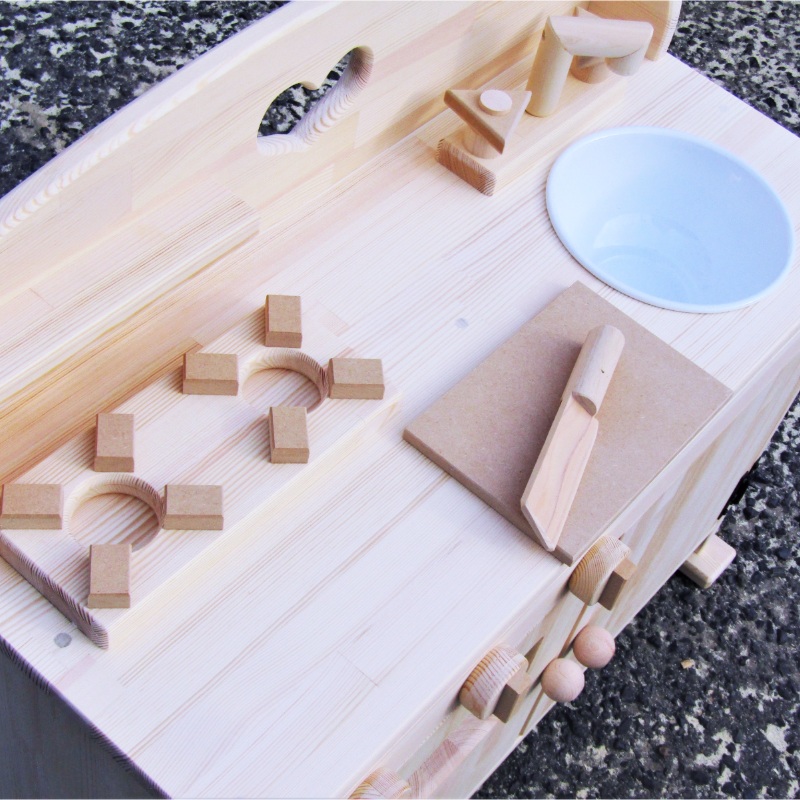 099H175 手作り木製 ままごとキッチンDHK 素材色バージョン