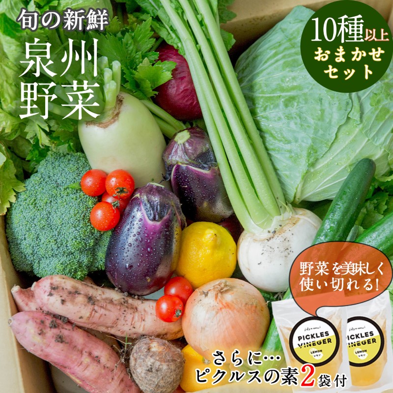 G906 季節の泉州野菜 10種 おまかせセット ピクルスの素 2袋付き