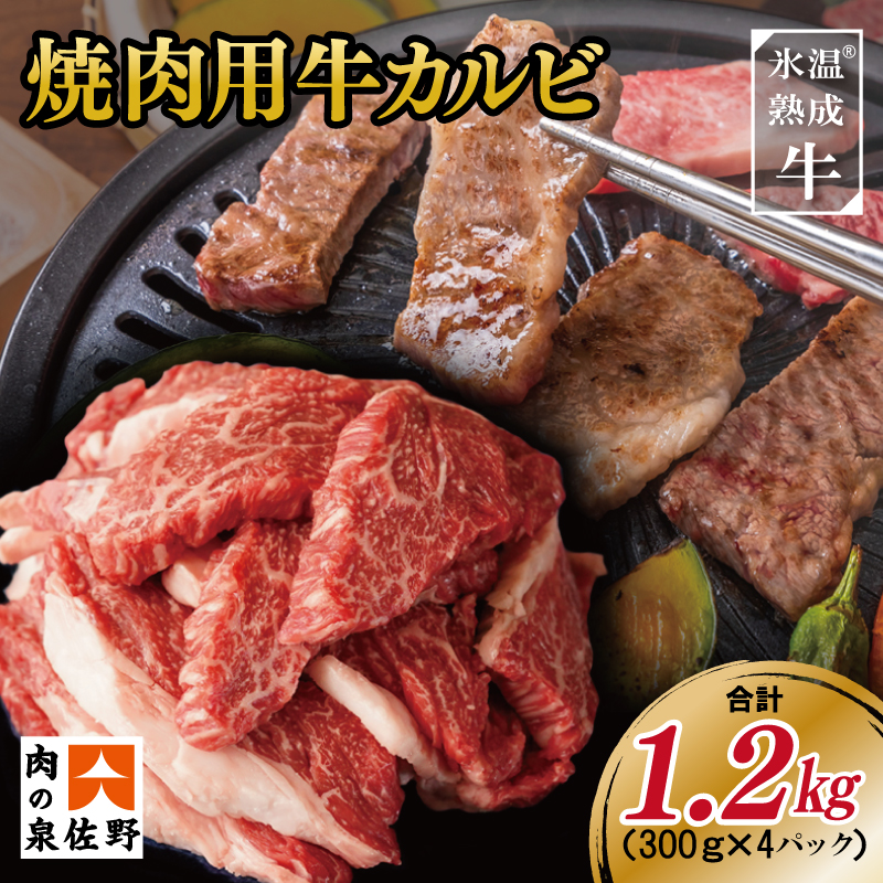 010B1180 カルビ 1.2kg 焼肉用 小分け 300g×4 氷温(R)熟成肉