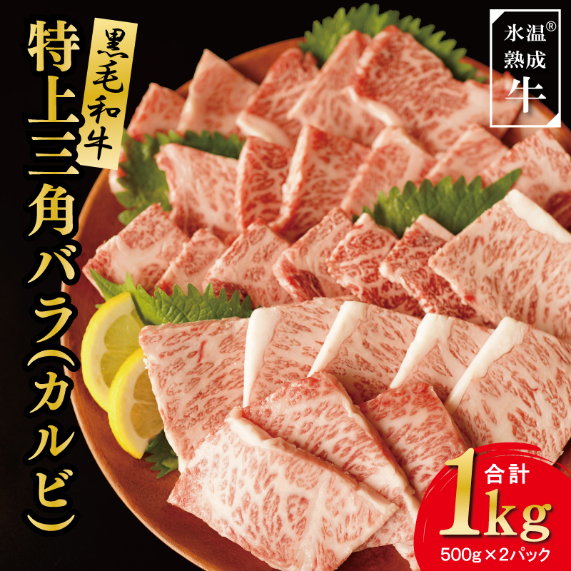R197 特上三角バラ カルビ 1kg（500g×2）氷温(R)熟成肉 緊急支援 期間限定