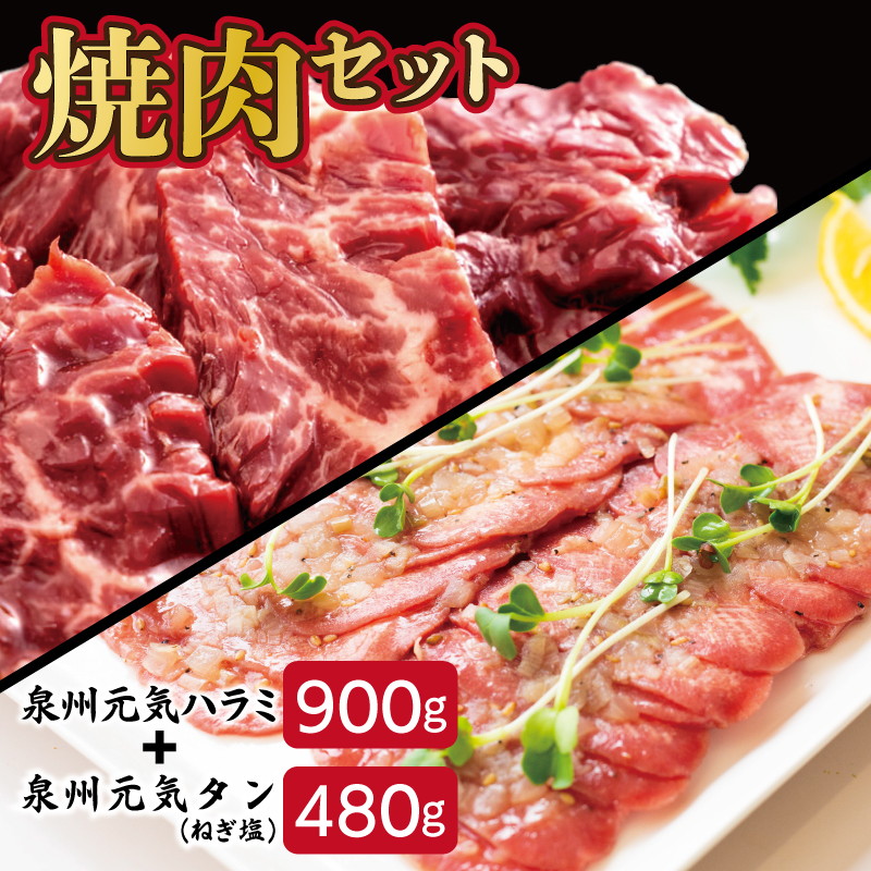 099H2276 大人気 ファミリー向け 焼肉セット 牛たん 牛ハラミ肉 総量1.38kg