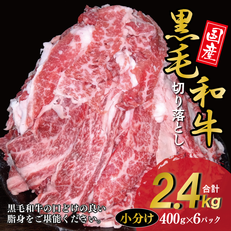 G361 黒毛和牛 切り落とし 合計2.4kg 400g×6パック 小分け 国産 お肉 牛肉 切落し 熟成 鮮度凍結
