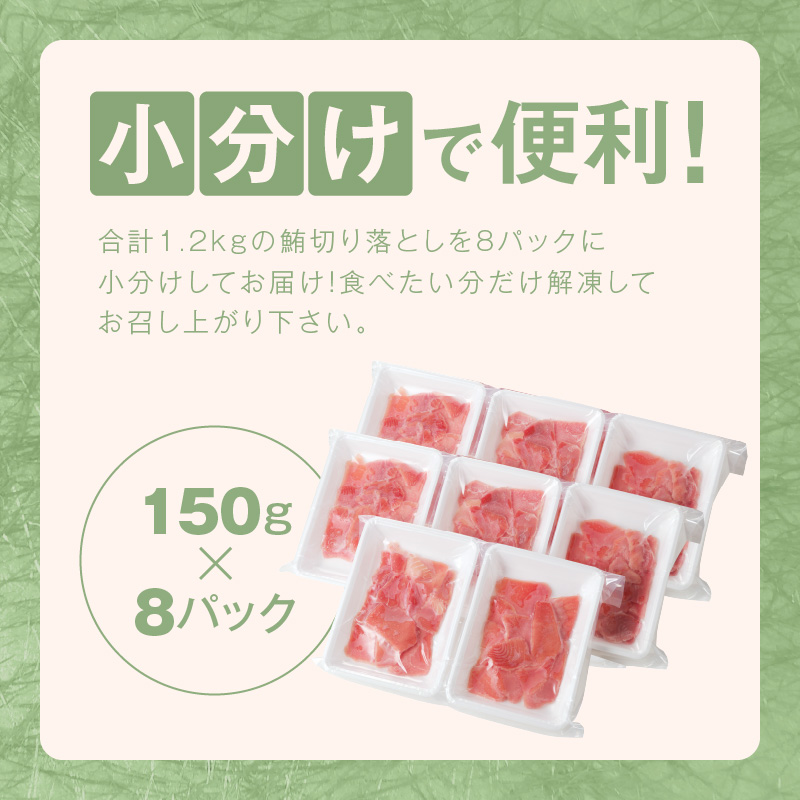 010B1297 天然まぐろ 切り落とし 合計 1.2kg 小分け 150g×8パック